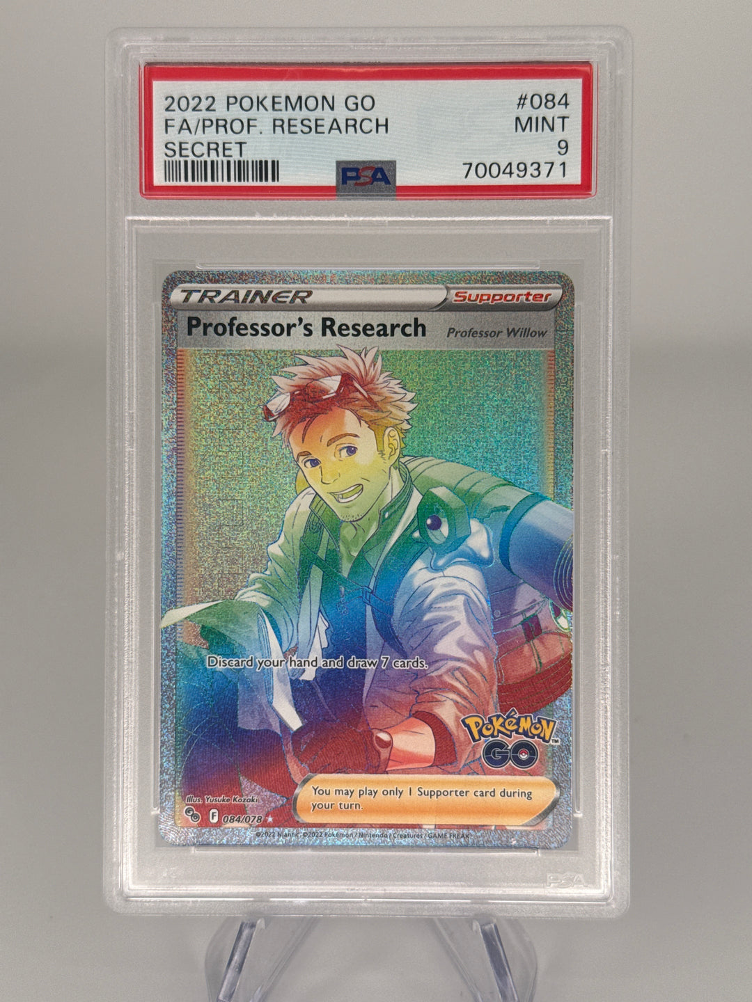 Pokemon TCG 2022 Professor's Research Pokemon Go Full Art Secret Rare, 084/078, PSA 9 Mint