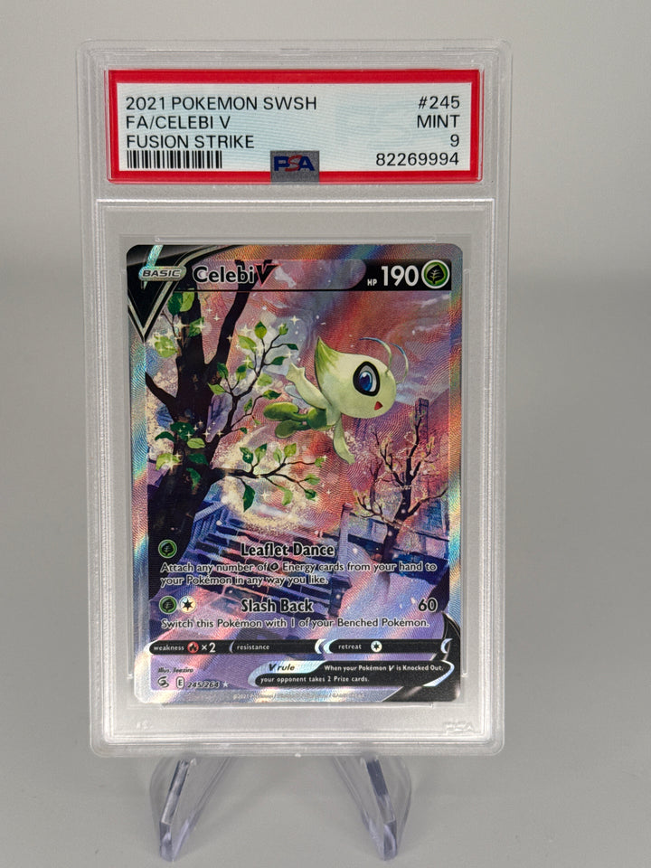 Pokemon TCG 2021 Celebi V Fusion Strike Full Art Ultra Rare, 245/264, PSA 9 Mint