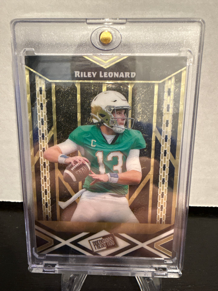 Riley Leonard 2024 Leaf Press Pass 1/1 Gold Vinyl