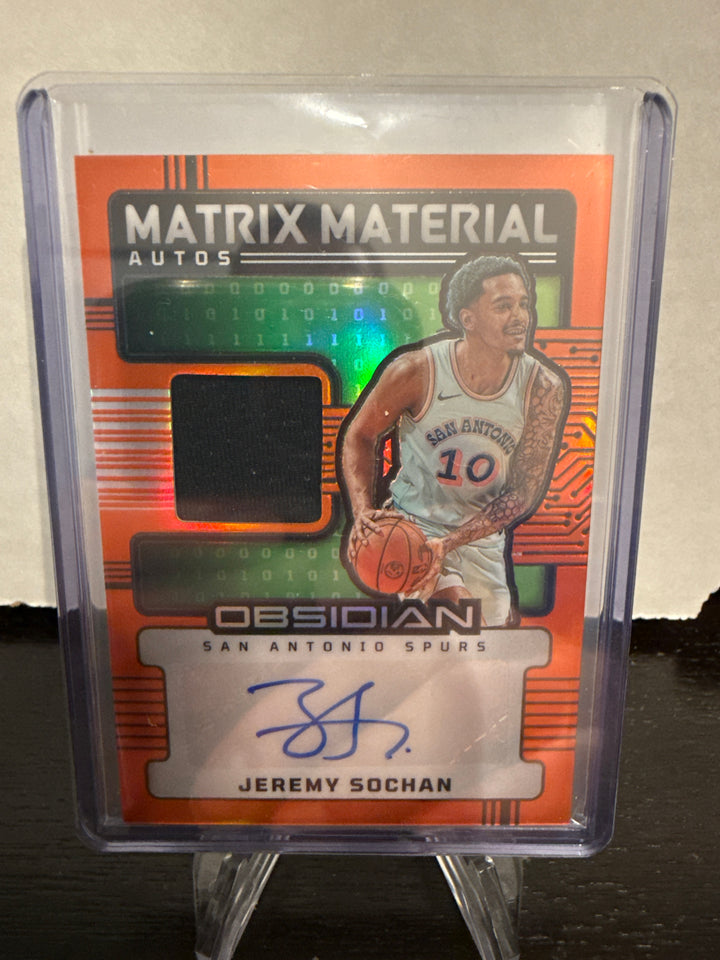 Jeremy Sochan 2024 Panini Obsidian Matrix Material Patch Auto Orange, 33/75