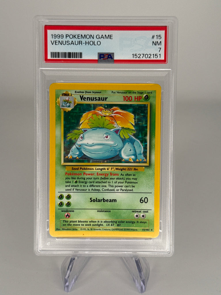 Pokemon TCG 1999 Venusaur Base Set Holo, 15/102, PSA 7 – Hobby Card Shop