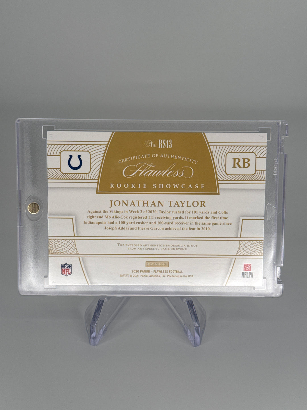 Jonathan Taylor 2020 Panini Flawless Rookie Quad Patch, 04/20