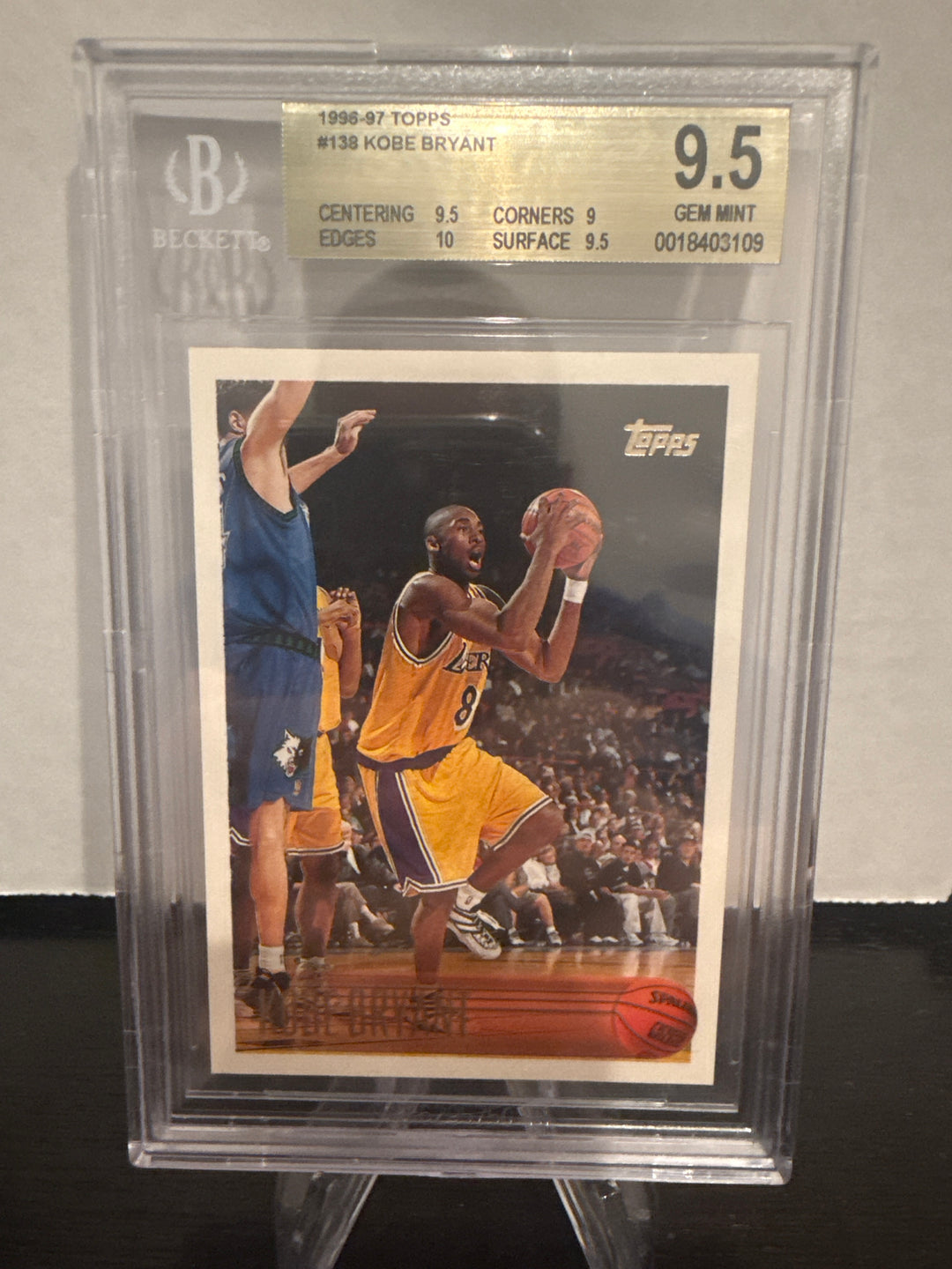 Kobe Bryant 1996-1997 Topps Rookie, BGS 9.5 Gem Mint