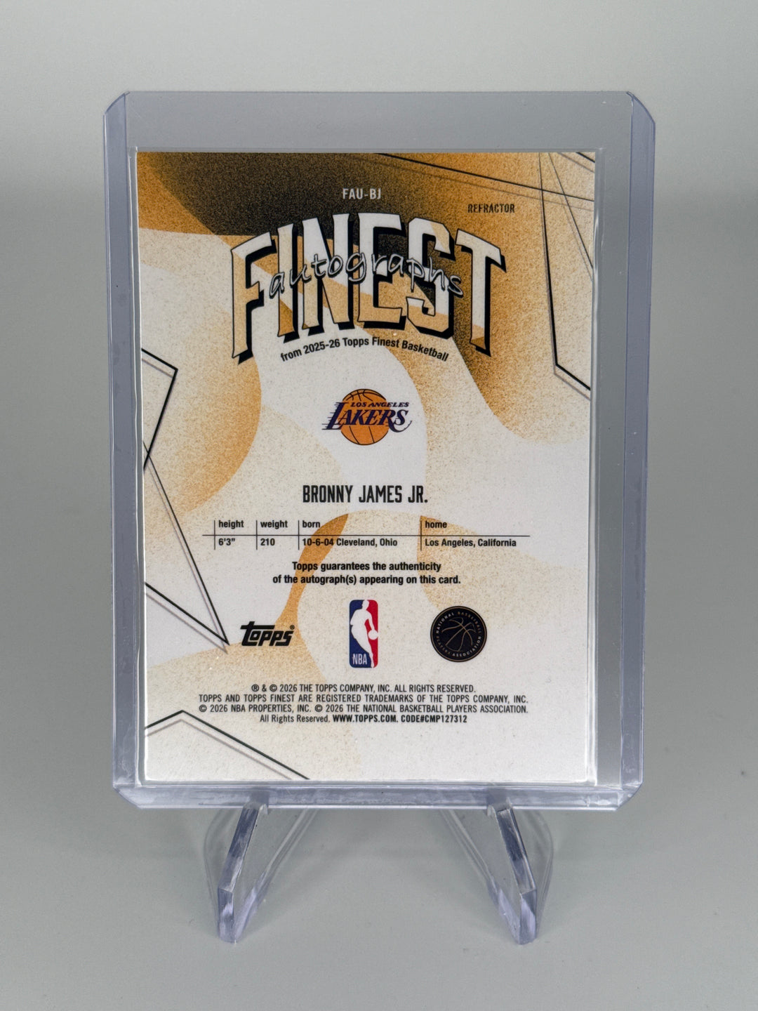 Bronny James 2026 Topps Finest Refractor Auto