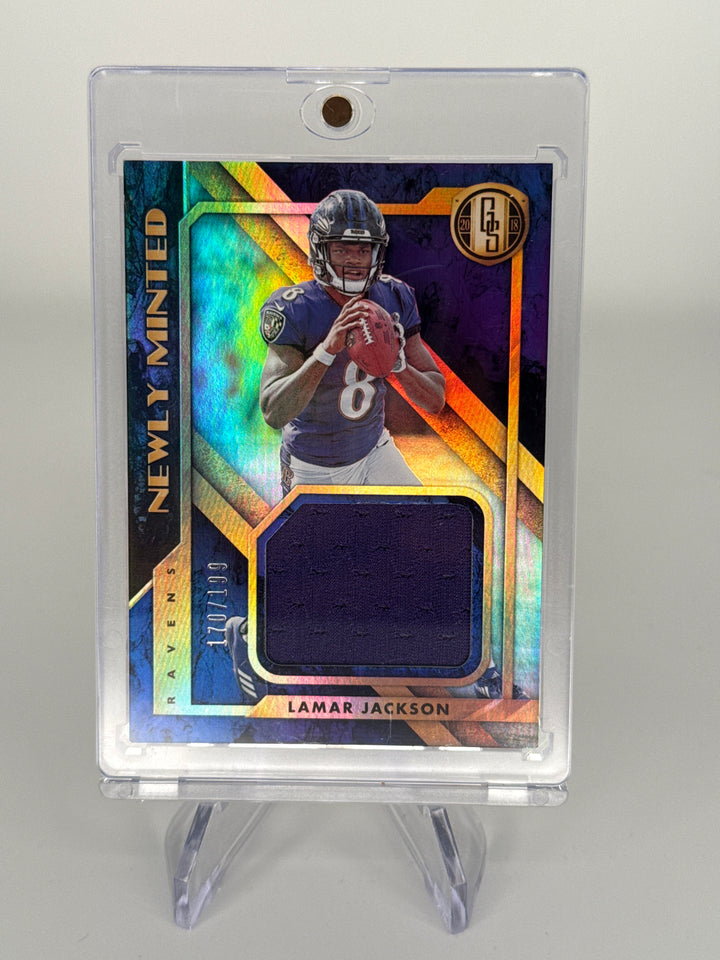 Lamar Jackson 2018 Panini Gold Standard Newly Minted Rookie Relic, 170/199