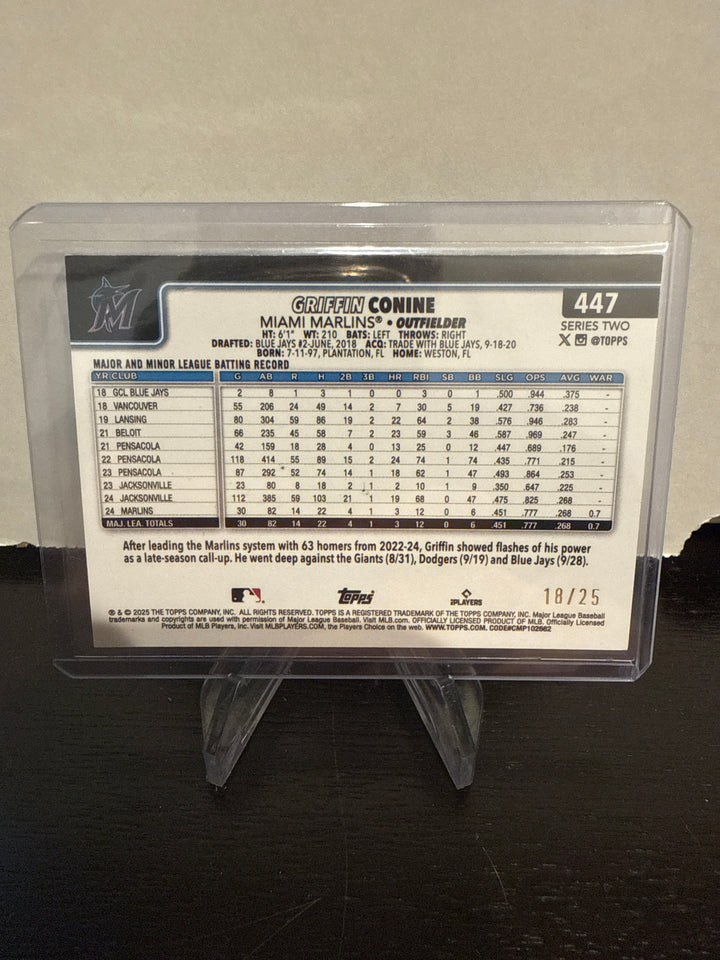 Griffin Conine 2025 Topps Series Two Wood Rookie, 18/25