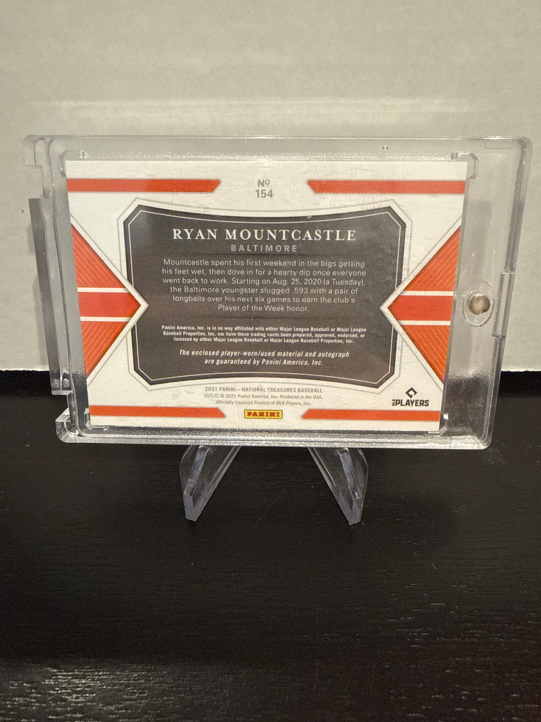 Ryan Mountcastle 2021 Panini National Treasures Rookie Patch Auto, 10/10