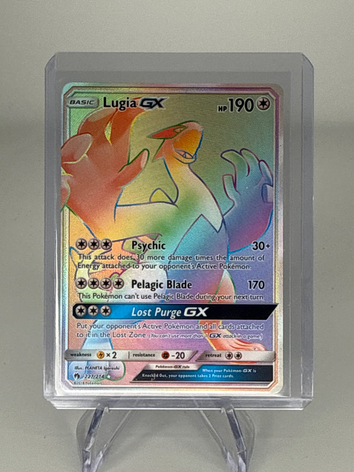 Pokemon TCG 2018 Lugia GX Lost Thunder Rainbow Rare Full Art, 227/214