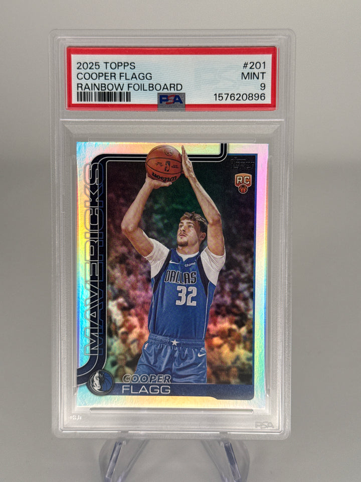 Cooper Flagg 2025 Topps Flagship Basketball Rainbow Foil Rookie, PSA 9 Mint