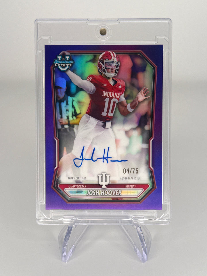 Josh Hoover 2026 Bowman Chrome University Purple Refractor Auto, 04/75