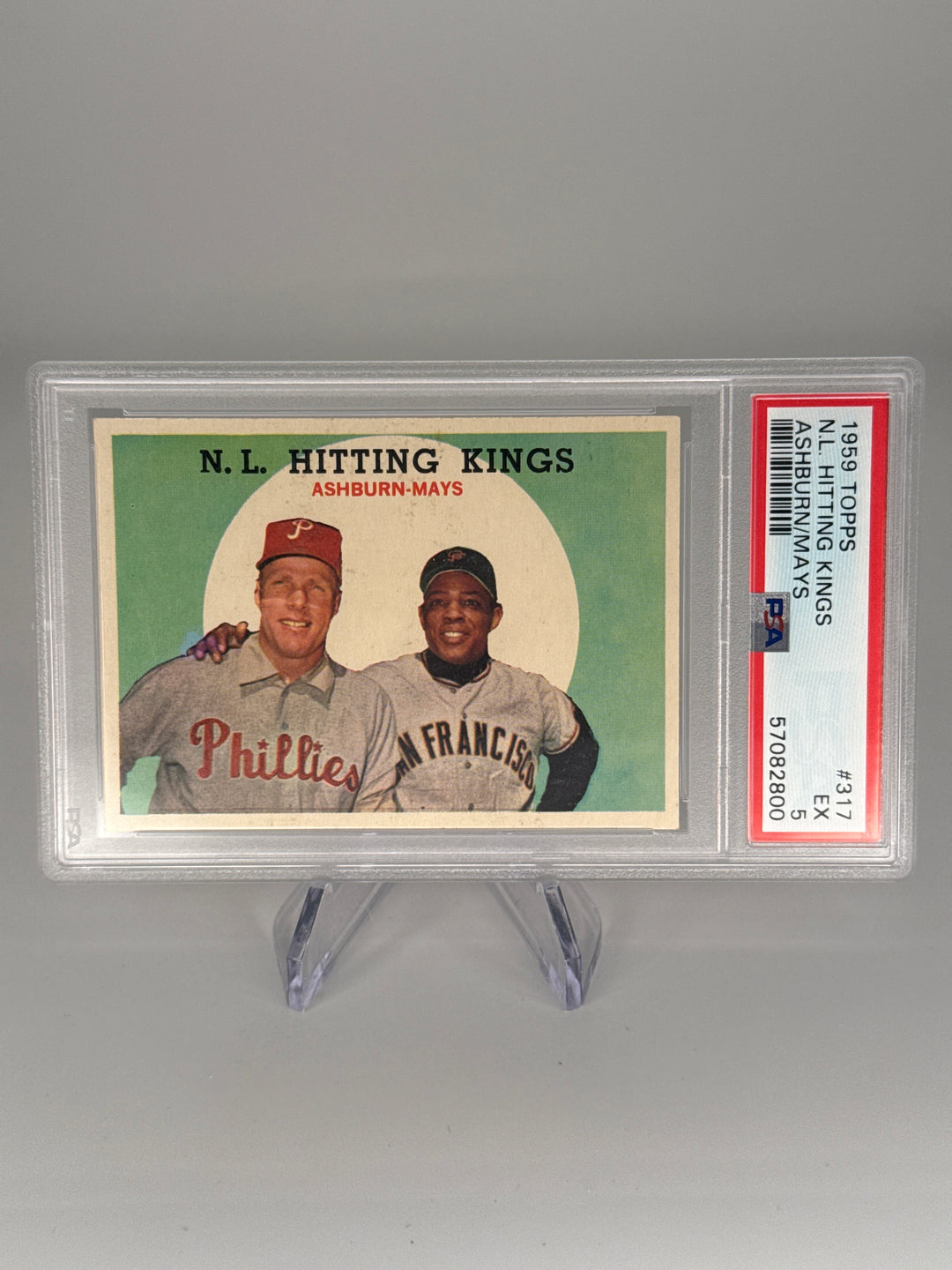 Richie Ashburn/Willie Mays 1959 Topps NL Hitting Kings, PSA 5
