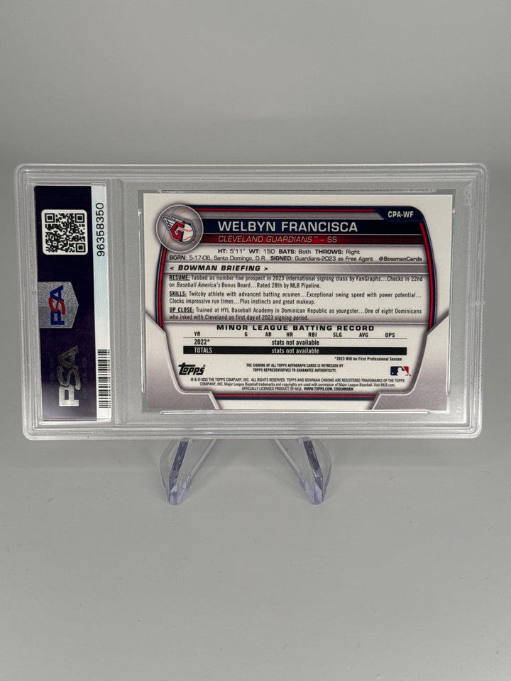 Welbyn Francisca 2023 Bowman Chrome 1st Auto, PSA 10 Gem Mint