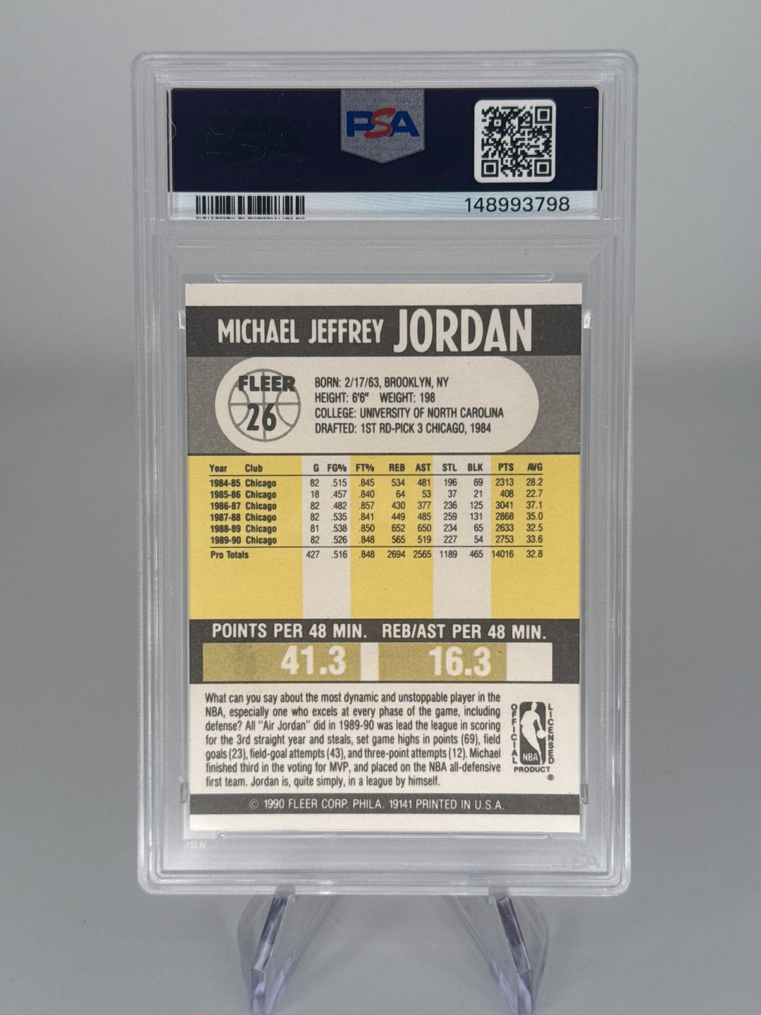 Michael Jordan 1990 Fleer, PSA 8