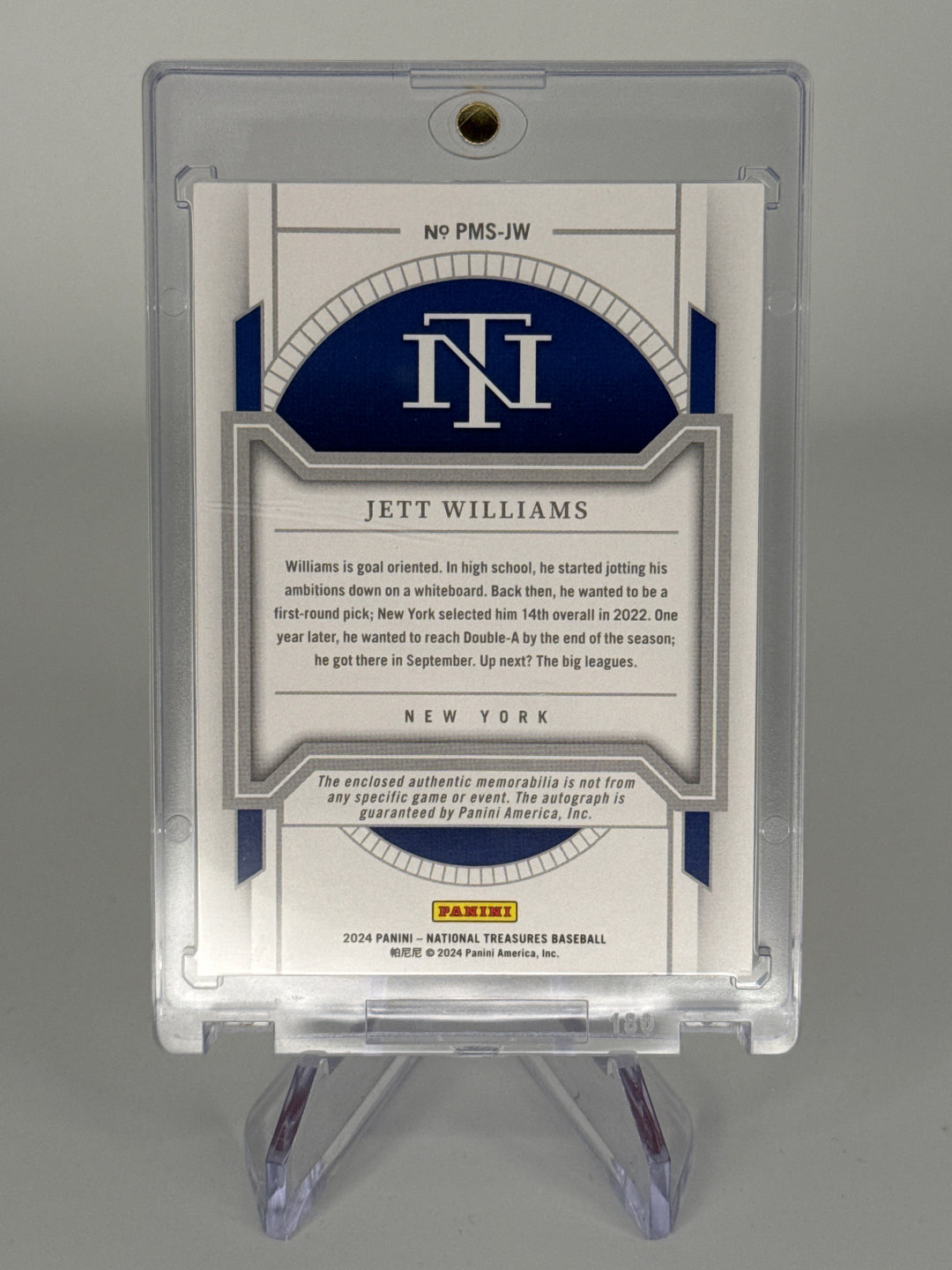 Jett Williams 2024 Panini National Treasures Prospect Relic Auto, 79/99