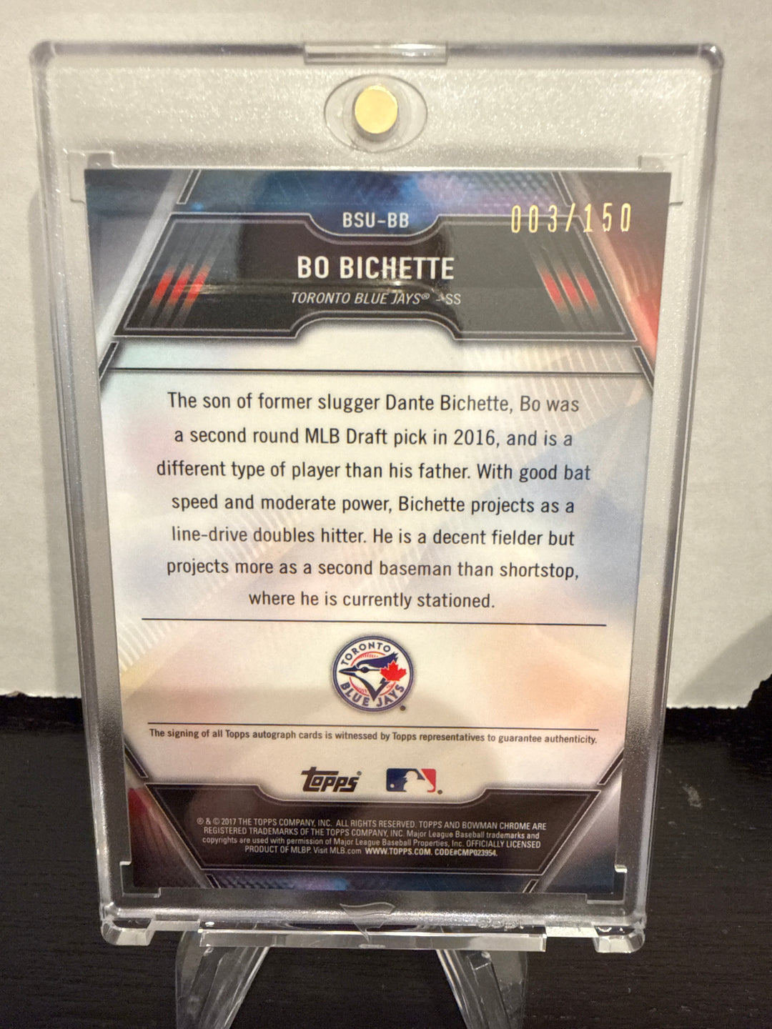Bo Bichette 2017 Bowman Chrome Bowman Scout's Top 100 Auto, 003/150