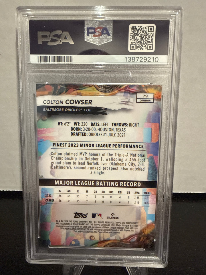 Colton Cowser 2024 Topps Finest Red Lava Refractor Rookie, 06/10, PSA 10 Gem Mint