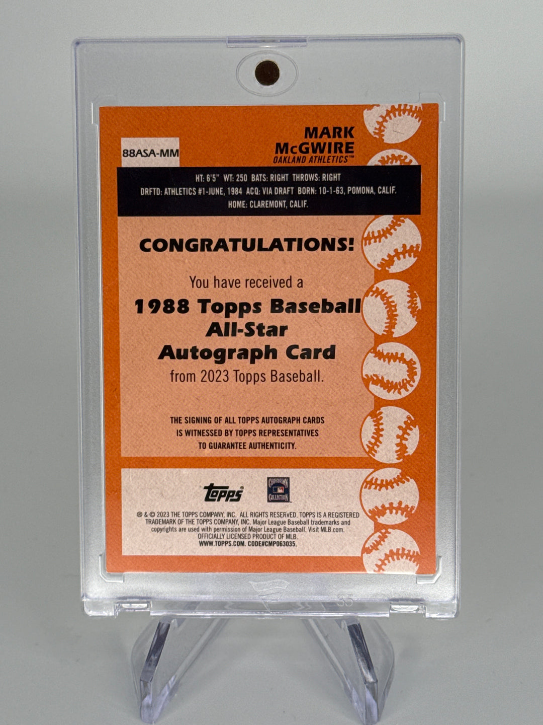 Mark McGwire 2023 Topps 1988 All-Star Auto
