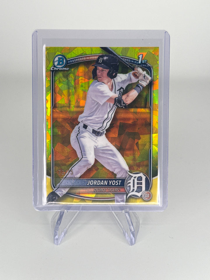 Jordan Yost 2025 Bowman Chrome Sapphire 1st Yellow Refractor, 73/75