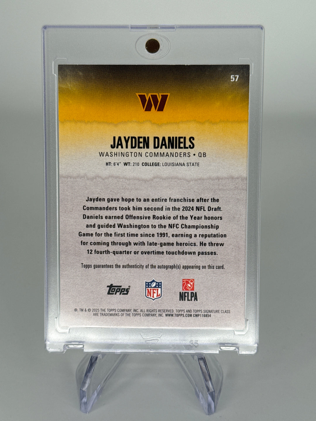 Jayden Daniels 2025 Topps Signature Class Class Auto Green, 036/150