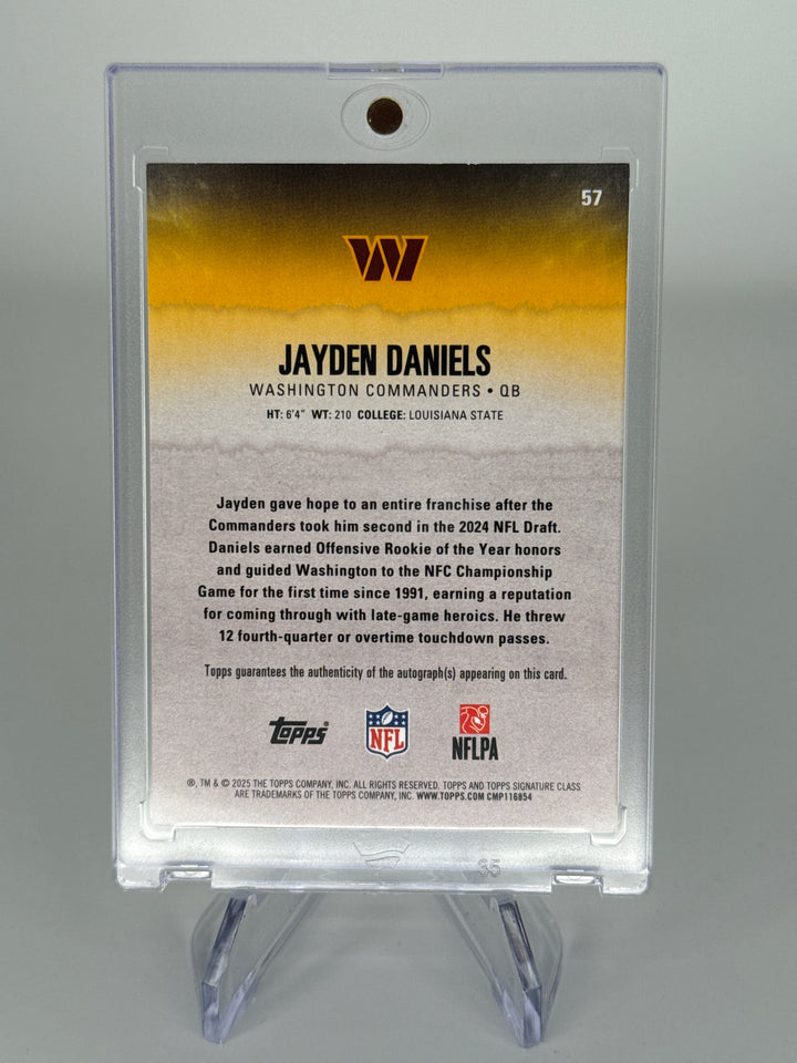 Jayden Daniels 2025 Topps Signature Class Class Auto Green, 036/150