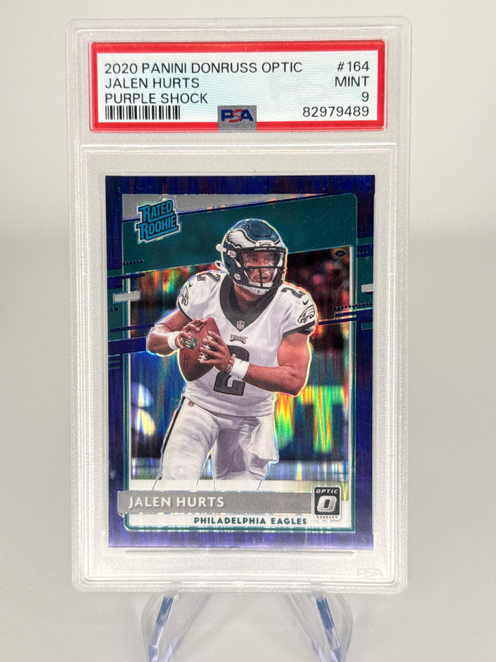 Jalen Hurts 2020 Panini Donruss Optic Purple Shock Rookie, PSA 9 Mint