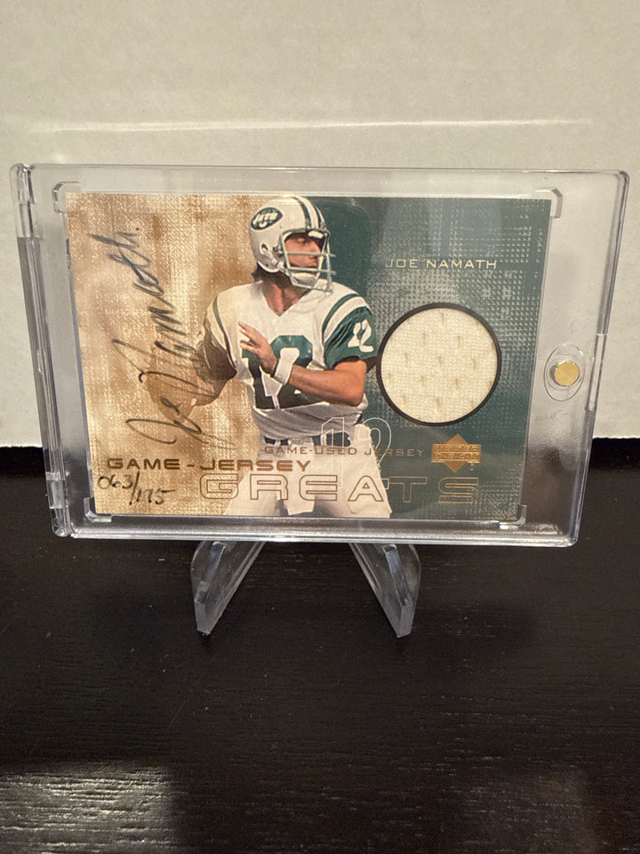 Joe Namath 2000 Upper Deck Game Jersey Greats Auto, 063/175