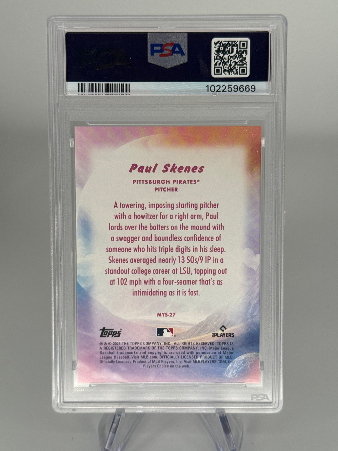 Paul Skenes 2024 Topps Update Mystical Red Rookie, 04/10, PSA 10 Gem Mint