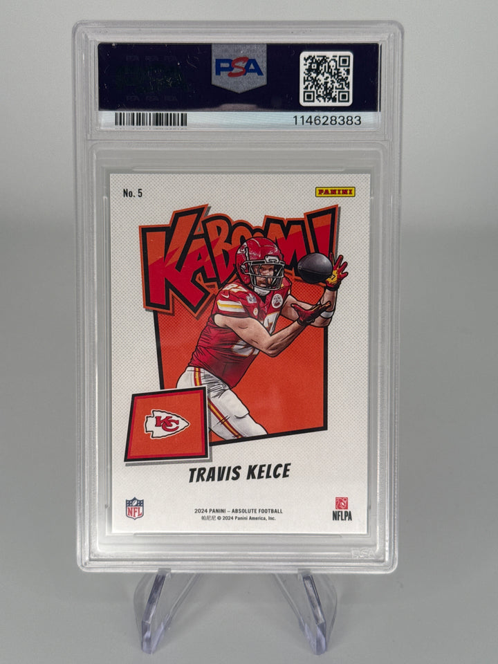 Travis Kelce 2024 Panini Absolute KABOOM! Horizontal SSP Case Hit, PSA 9 Mint