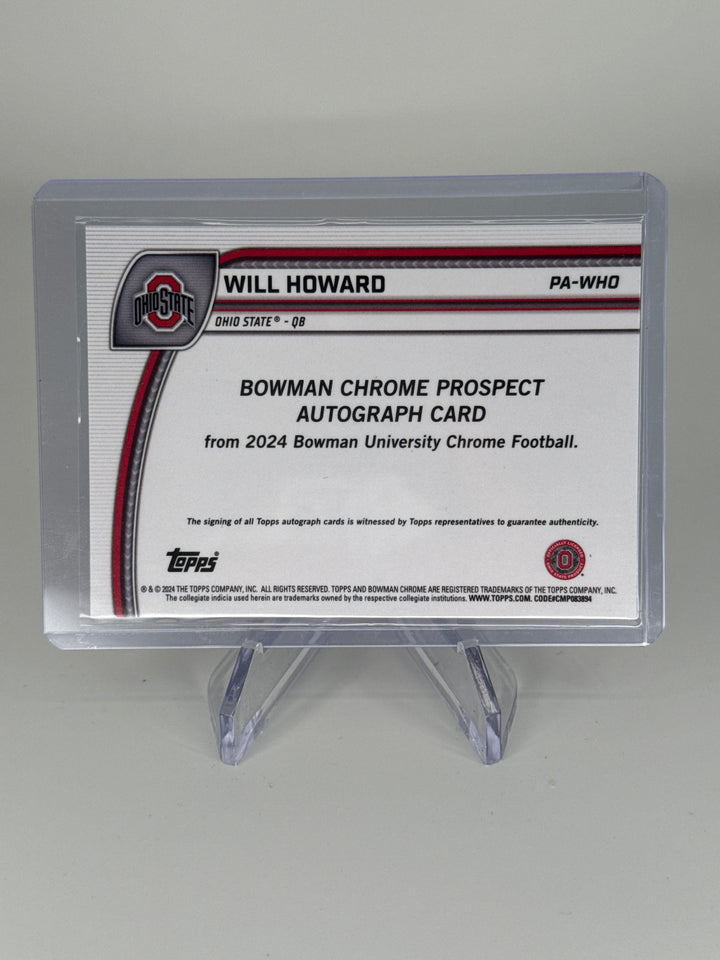 Will Howard 2024 Bowman Chrome University Fuchsia Auto, 026/150