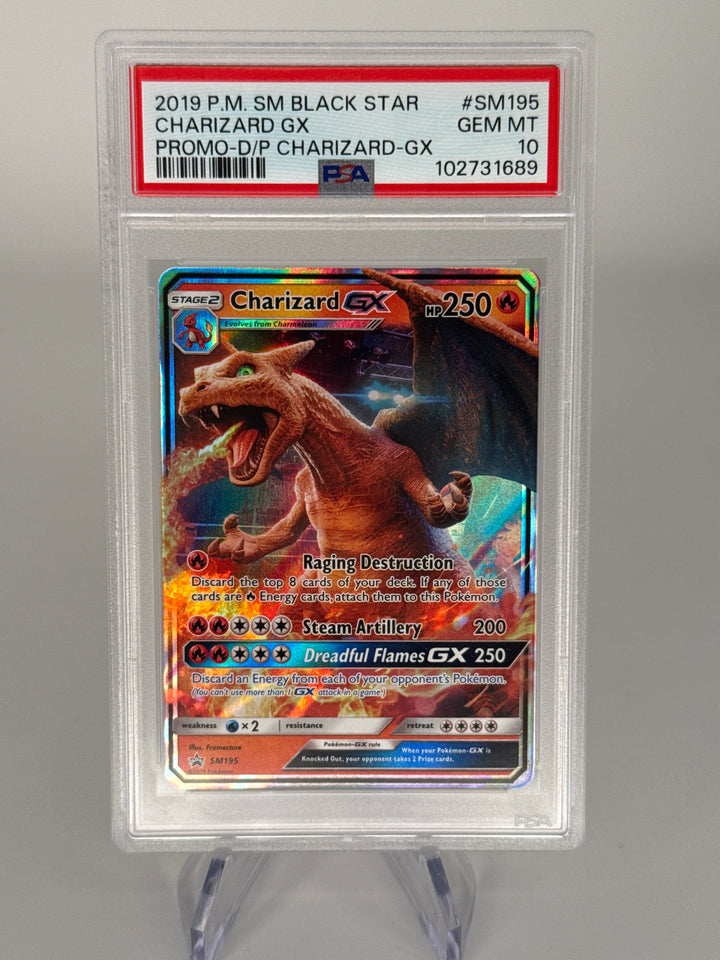 Pokemon TCG 2019 Charizard GX Black Star Promo, SM195, PSA 10 Gem Mint