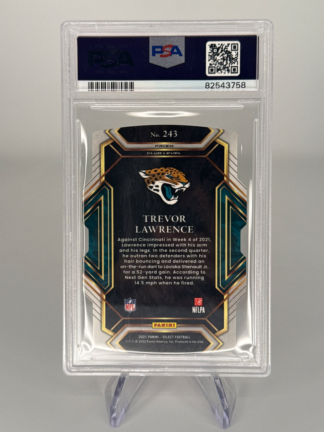 Trevor Lawrence 2021 Panini Select Red/Yellow Die Cut Prizm Rookie, PSA 9 Mint