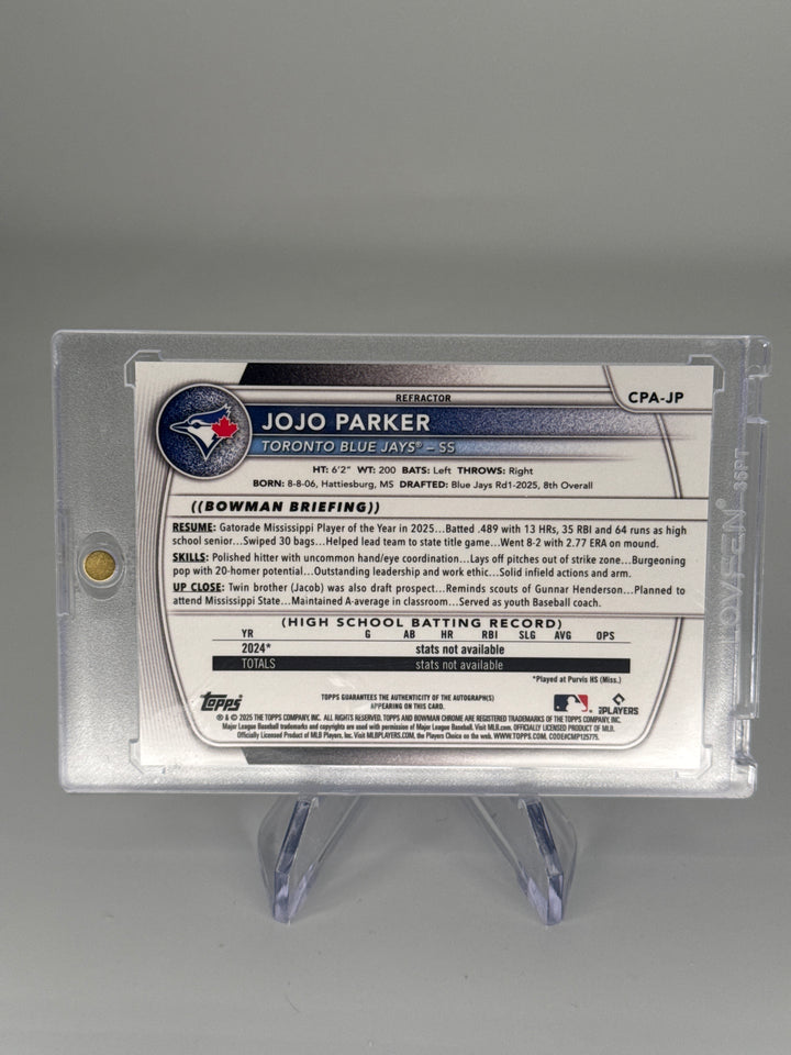 Jojo Parker 2025 Bowman Chrome 1st Refactor Auto, 123/499