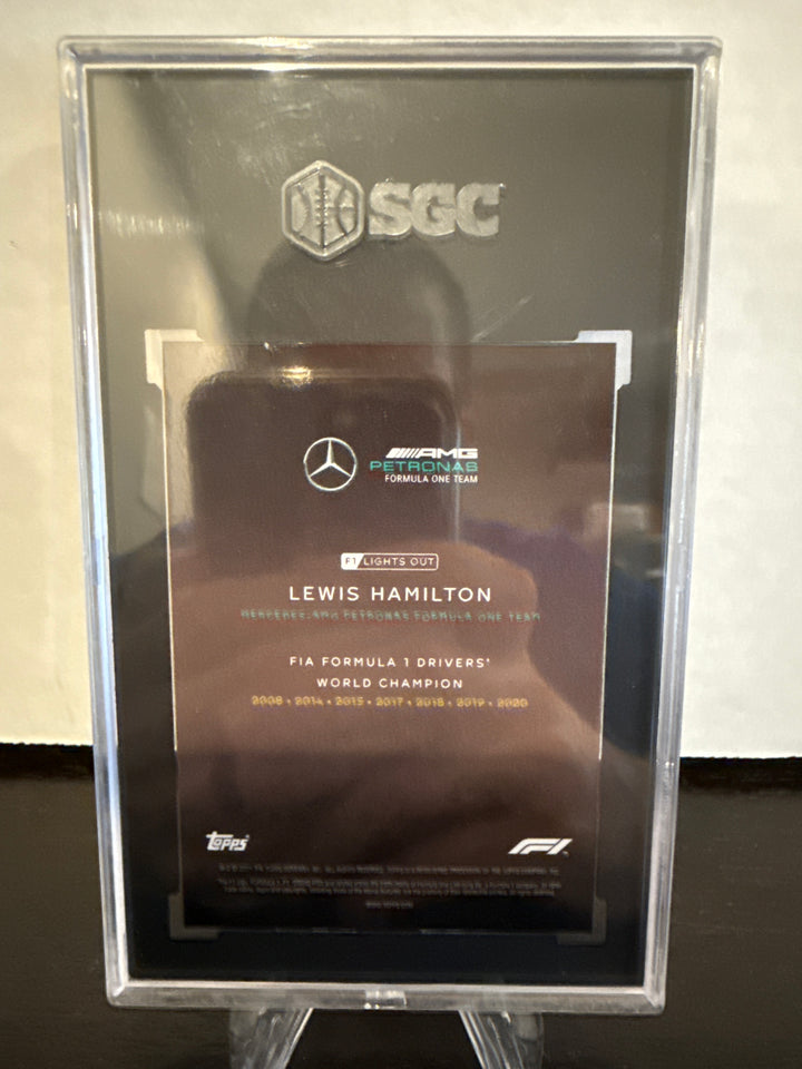 Lewis Hamilton 2021 Topps F1 Lights Out World Champion, SGC 10 Gem Mint