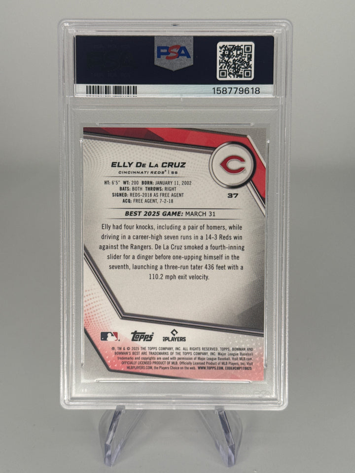 Elly De La Cruz 2025 Bowman's Best Gold Refractor, 18/50, PSA 9 Mint