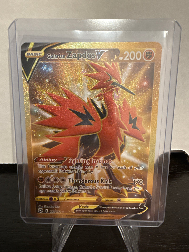 Pokemon TCG 2022 Galarian Zapdos V Brilliant Stars Gold Secret Rare, 182/172