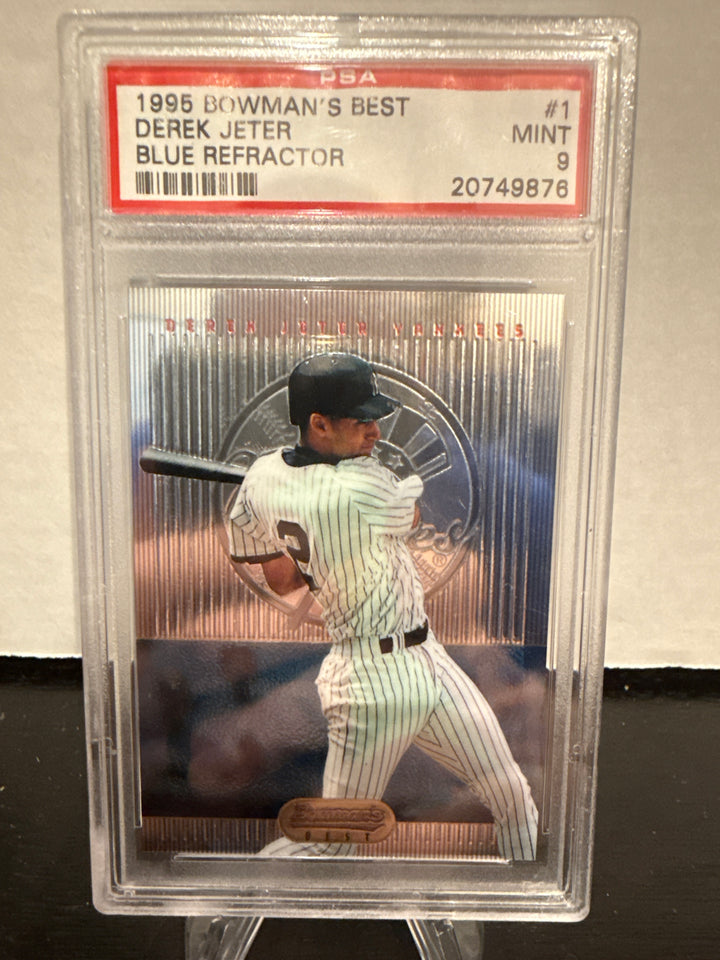 Derek Jeter 1995 Bowman's Best Blue Refractor Rookie, PSA 9 Mint