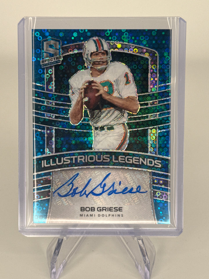 Bob Griese 2021 Panini Spectra Illustrious Legends Neon Blue Auto, 01/15