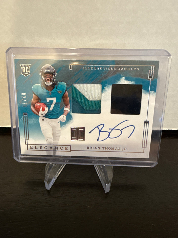 Brian Thomas Jr 2024 Panini Impeccable Rookie Dual Patch Auto, 02/75