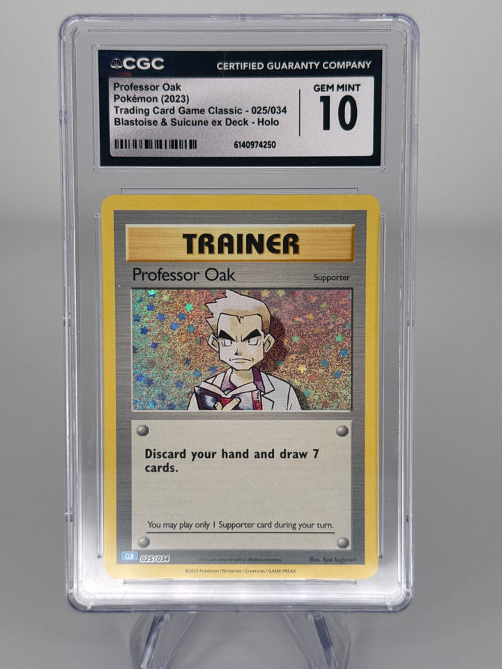 Pokemon TCG 2023 Professor Oak Blastoise & Suicune EX Deck Holo, 025/034, CGC 10 Gem Mint