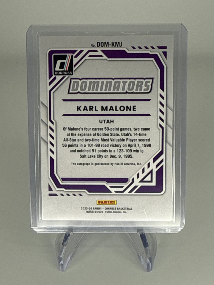 Karl Malone 2025-2026 Panini Donruss Dominators Silver Auto, 15/49