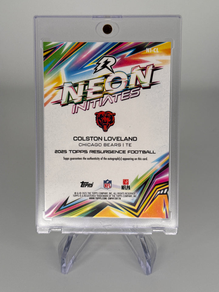 Colston Loveland 2025 Topps Resurgence Neon Initiates Orange Power Surge Rookie Auto, 06/25