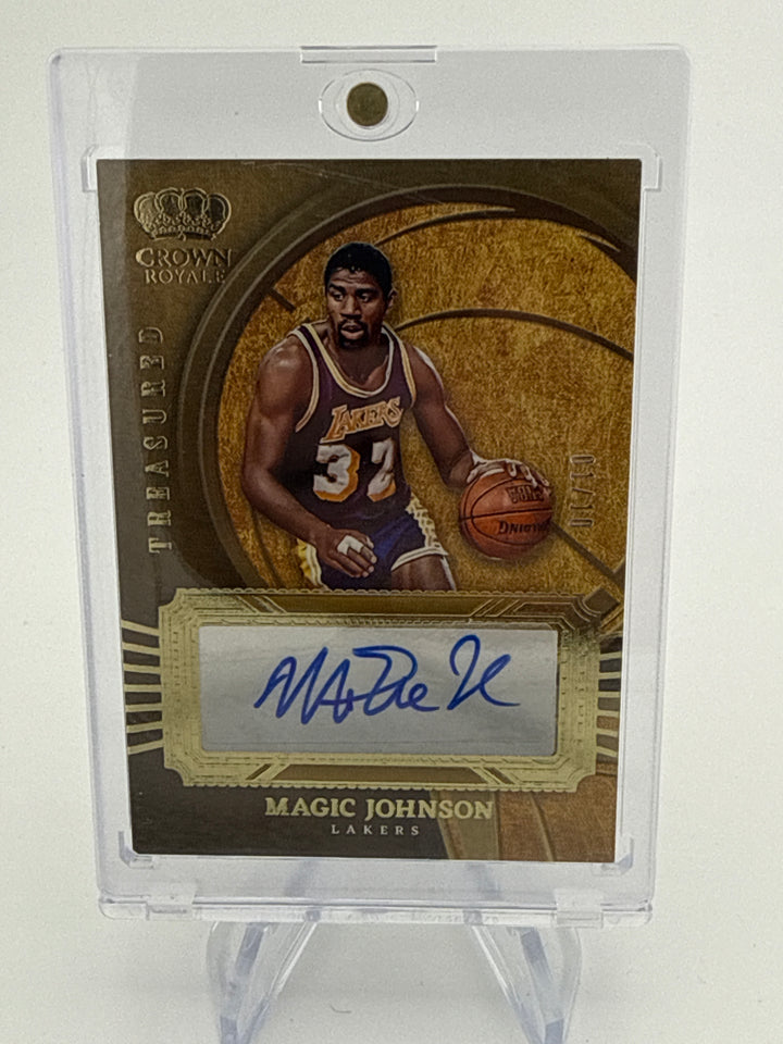 Magic Johnson 2023-2024 Panini Crown Royale Treasured Auto Gold, 01/10