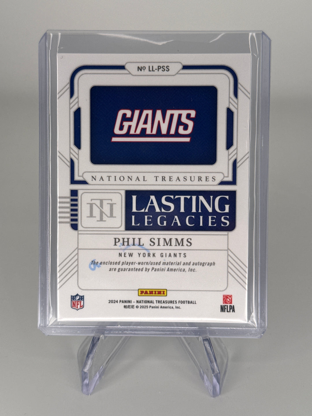 Phil Simms 2024 Panini National Treasures Lasting Legacies Patch Auto, 61/99