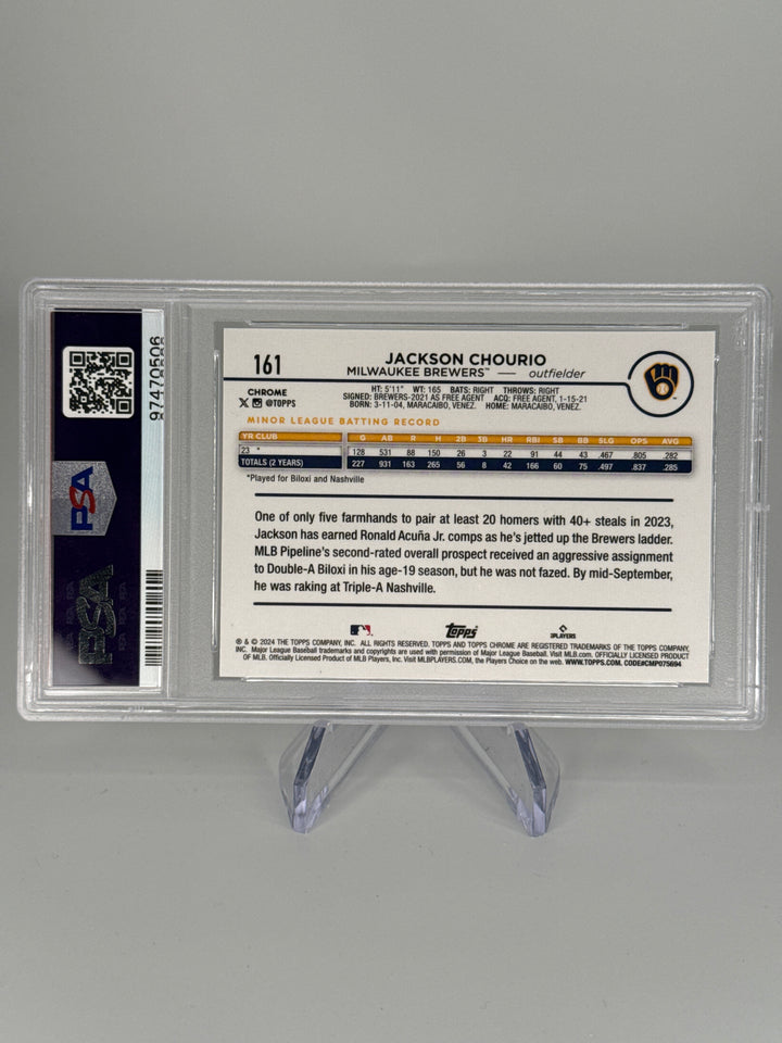 Jackson Chourio 2024 Topps Chrome Negative Refractor Rookie, PSA 9 Mint