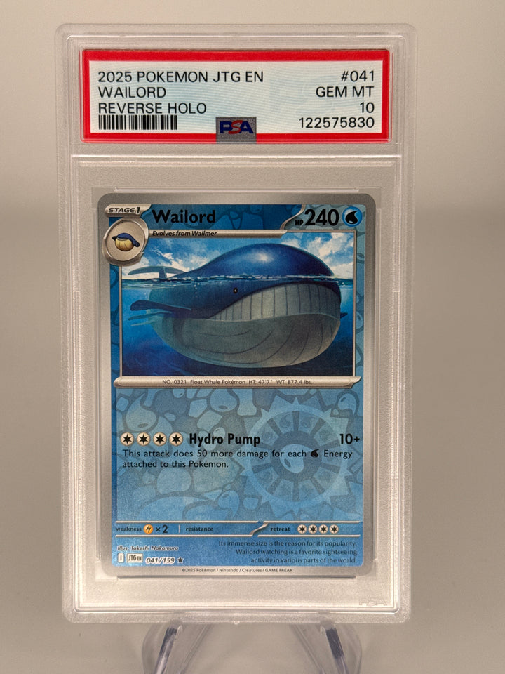 Pokemon TCG 2025 Wailord Journey Together Reverse Holo, 052/159, PSA 10 Gem Mint