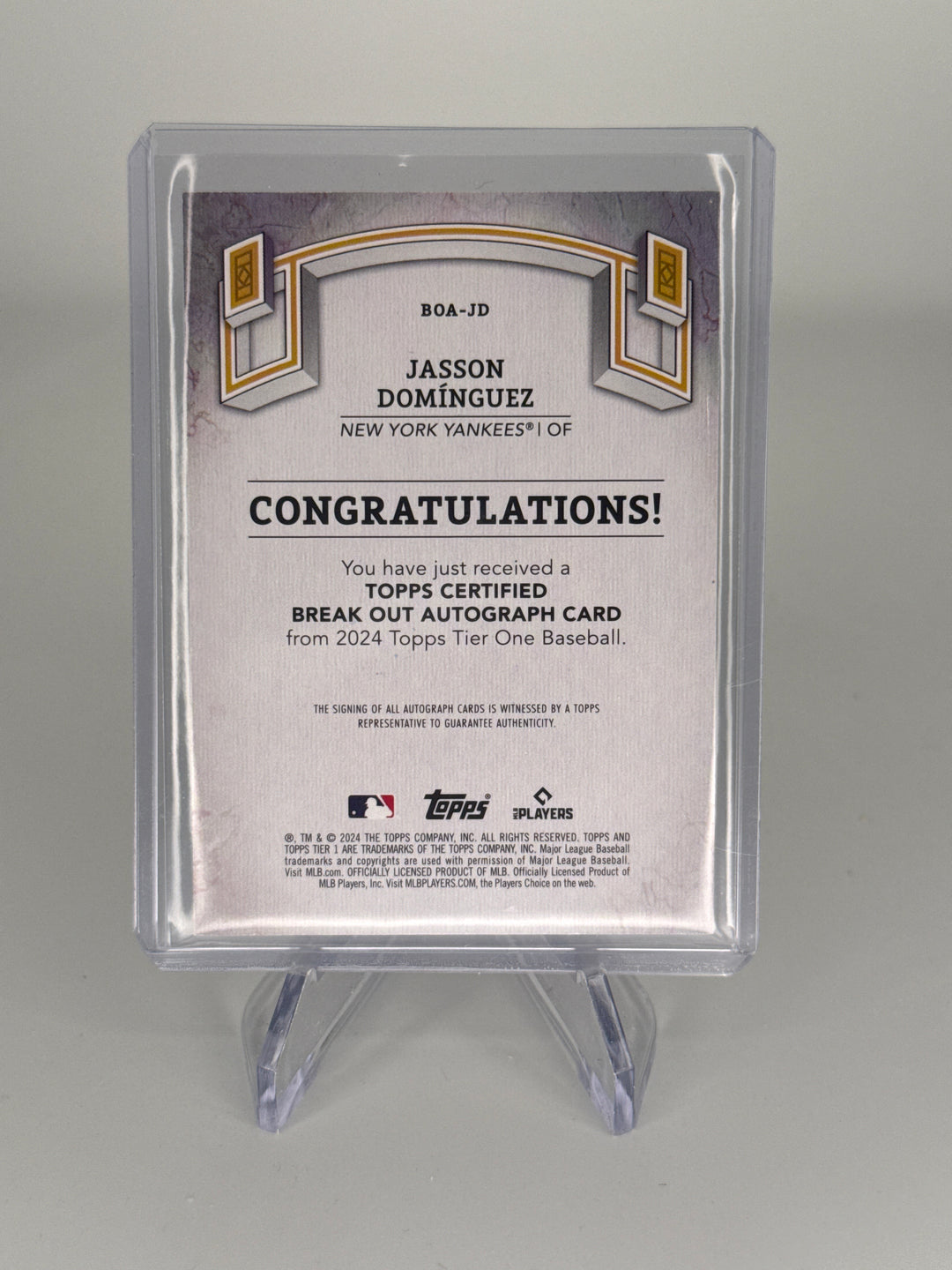 Jasson Dominguez 2024 Topps Tier One Rookie Auto, 019/149