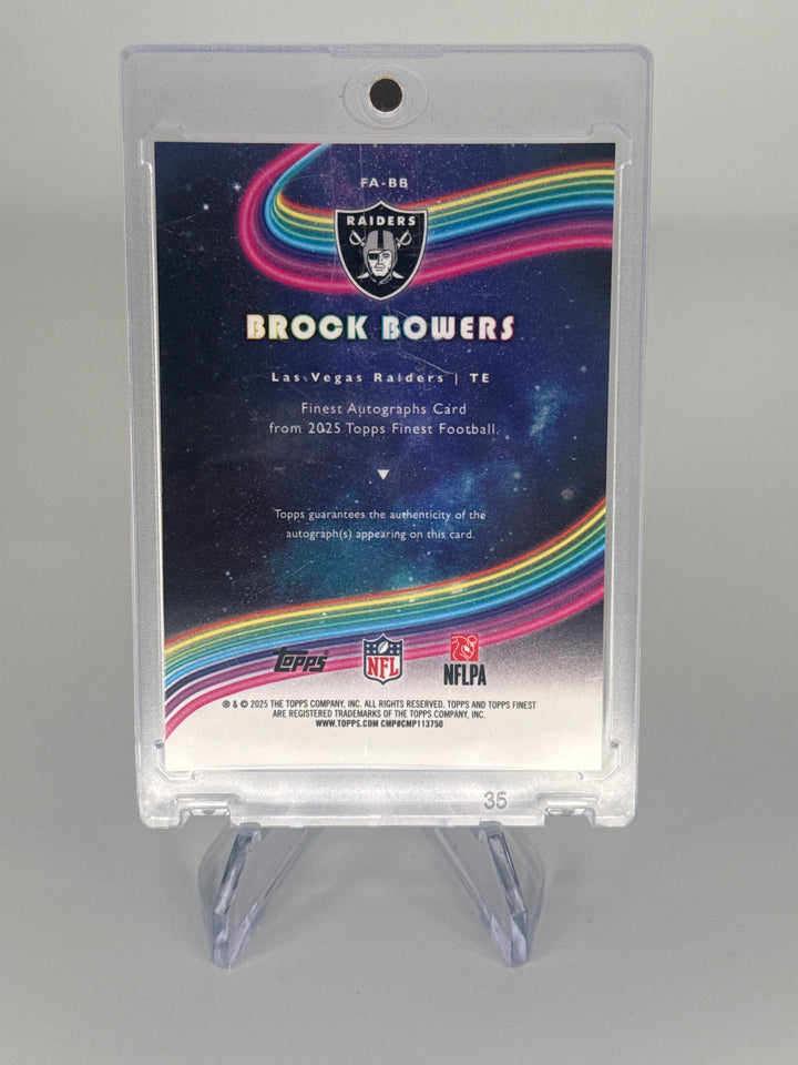 Brock Bowers 2025 Topps Finest Blue Refractor Auto, 54/99