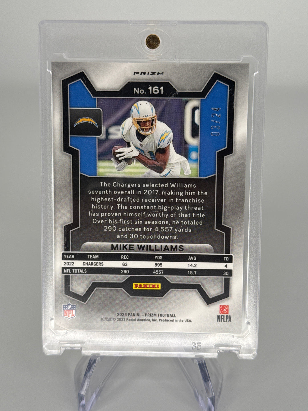 Mike Williams 2023 Panini Prizm Gold Mini Diamond Prizm, 03/24