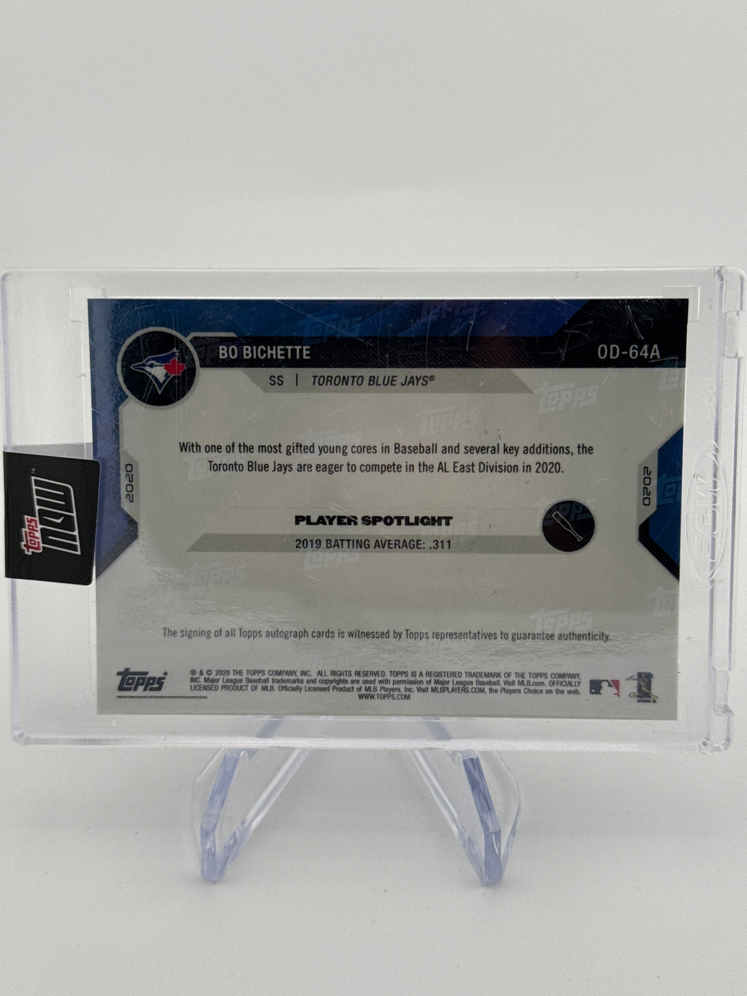 Bo Bichette 2020 Topps Now Rookie Auto, 25/99