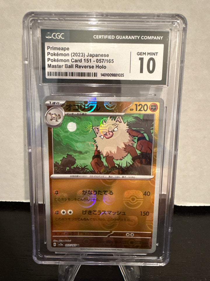Pokemon TCG 2023 Japanese Primeape Pokemon 151 Master Ball Reverse Holo, 057/165, CGC 10 Gem Mint